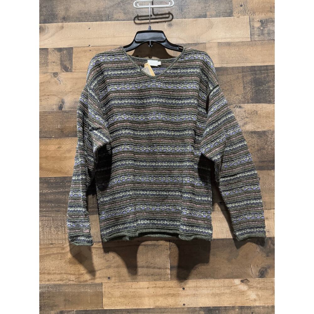 Vintage 1980s ALPS- Olive Grove-V-Neck Sweater - Size XXL - Picture 6 of 8